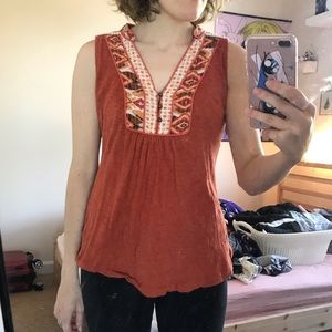 Anthropologie Orange Bohemian Tribal Tank